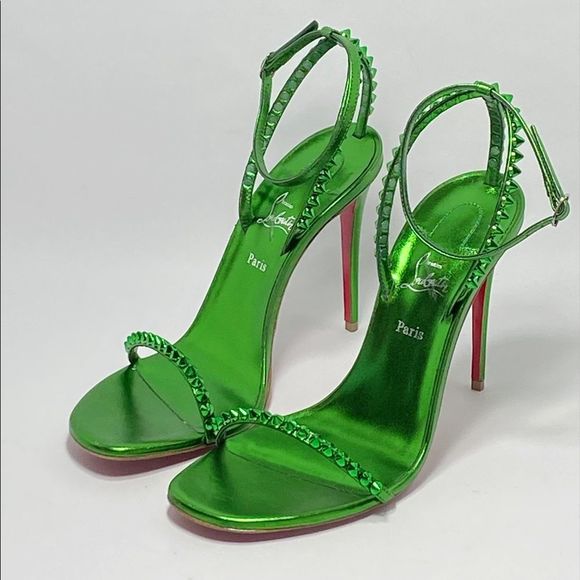 Christian Louboutin | Shoes | Christian Louboutin So Me Spike Metallic  Leather Sandals Size 38 | Poshmark